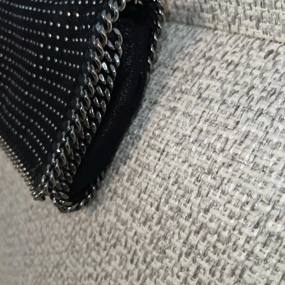 Stella McCartney Shimmery Black Shaggy Deer Studded Falabella Crossbody/Dust Bag - Picture 3 of 12